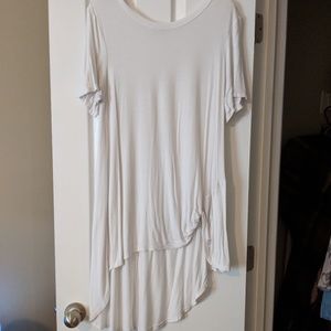 White high low tie knot blouse